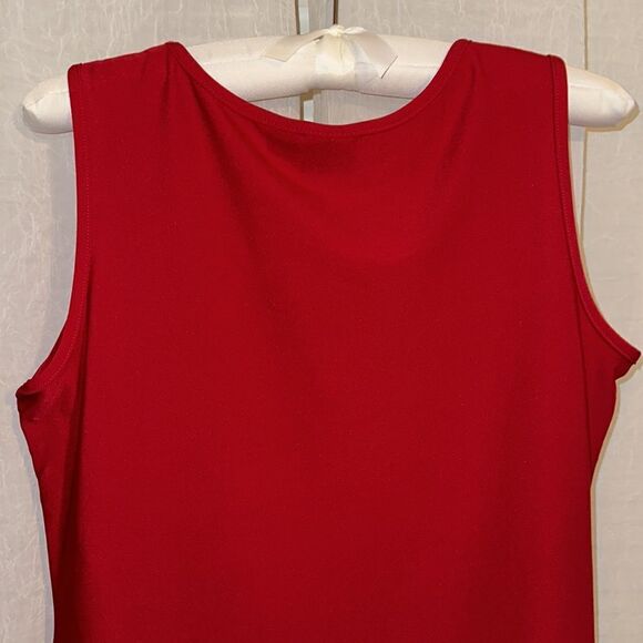 Covington MP Vibrant Red Sequined Diagonal Stripes Sleeveless Tank Top - Picture 4 of 9